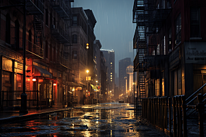 暴雨环境下雨摄影图