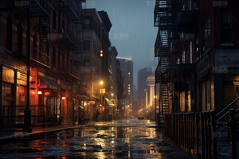 暴雨环境下雨摄影图