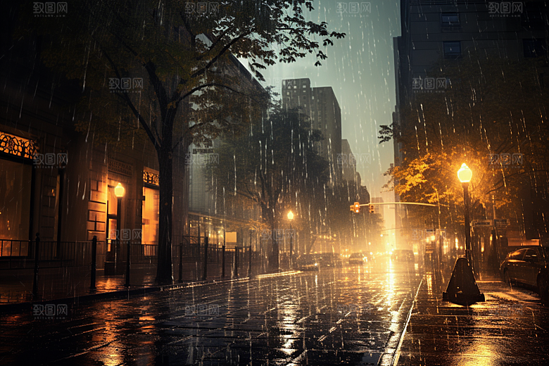 暴雨户外大雨摄影图