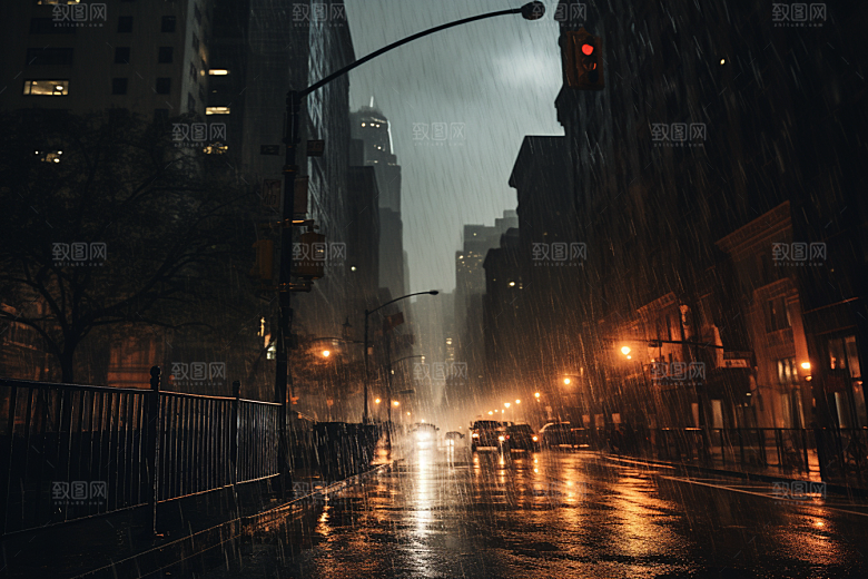 暴雨户外大雨摄影图