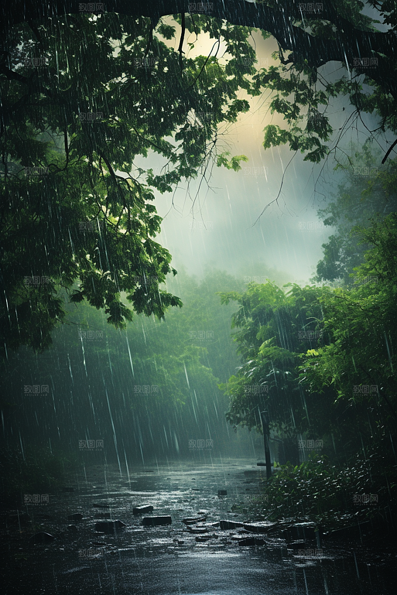 暴雨雨夜雨天摄影图