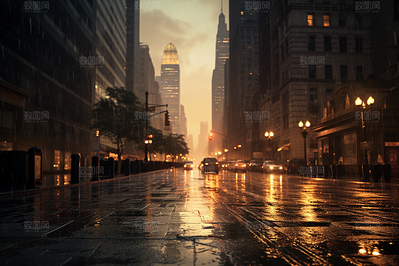 暴雨户外下雨摄影图