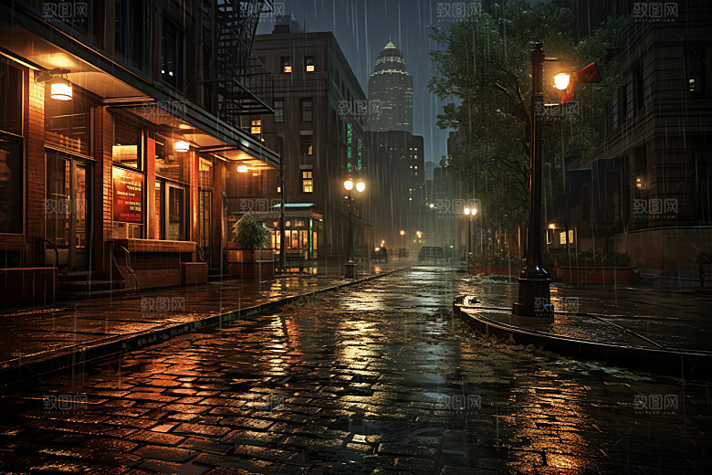 暴雨雨夜环境摄影图