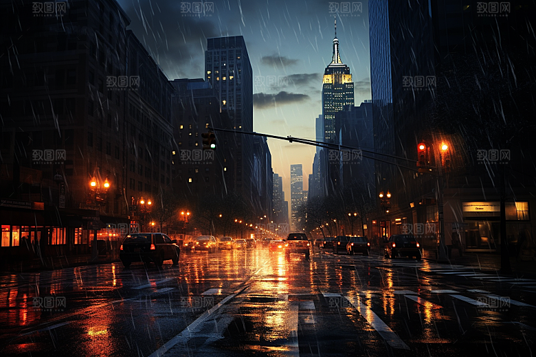 暴雨户外雨夜摄影图