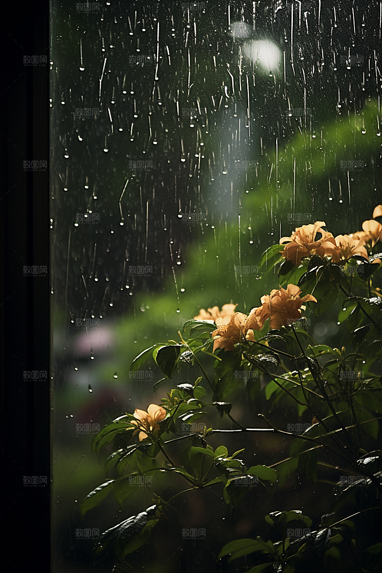 暴雨室外雨夜摄影图