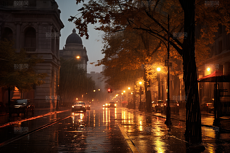 暴雨室外下雨摄影图
