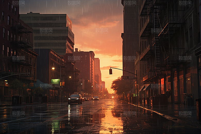 暴雨户外下雨摄影图
