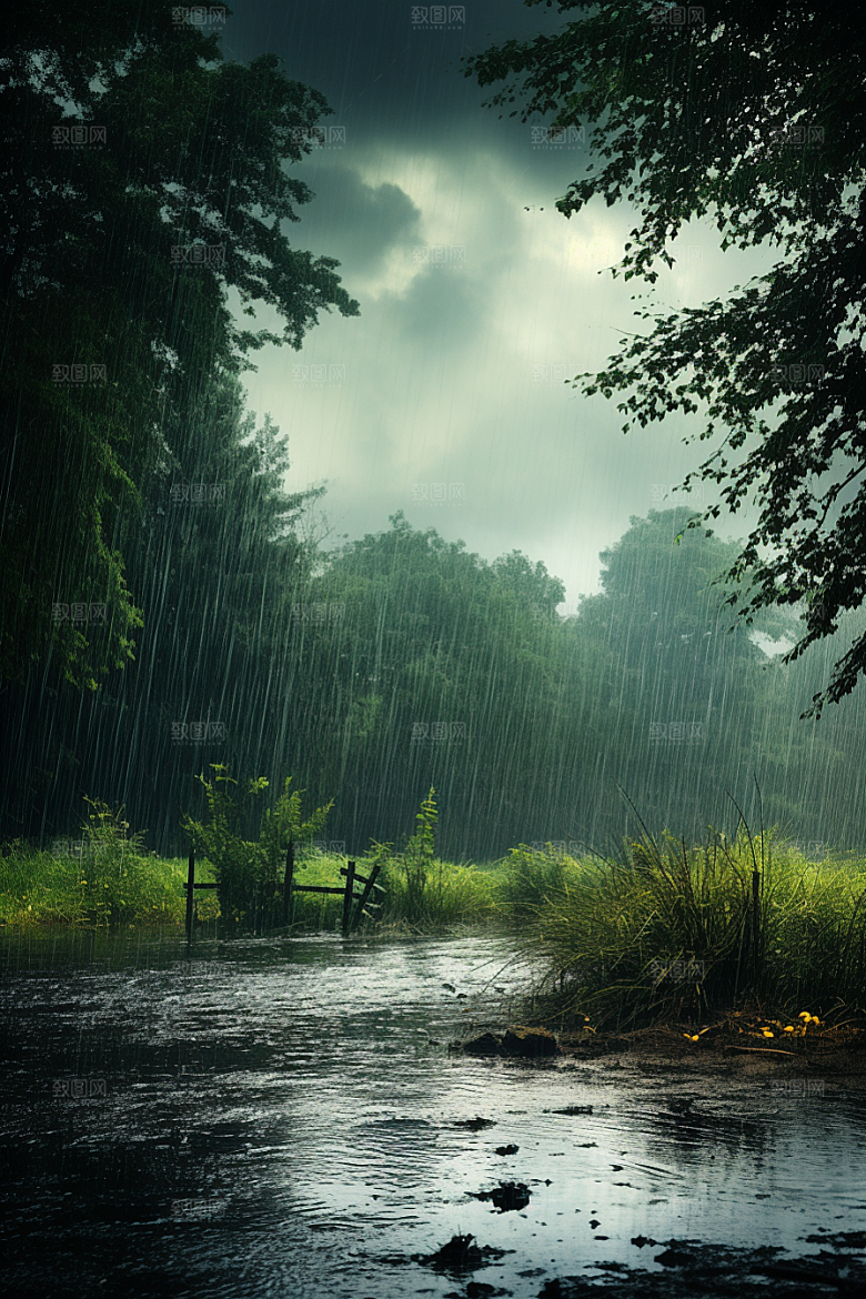 暴雨室外大雨摄影图