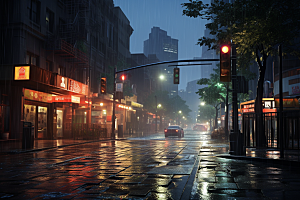 暴雨高清下雨摄影图