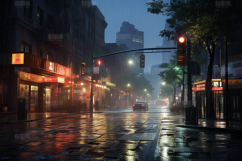 暴雨高清下雨摄影图
