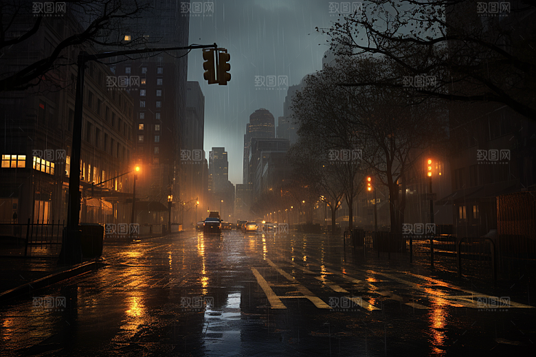 暴雨安静室外摄影图