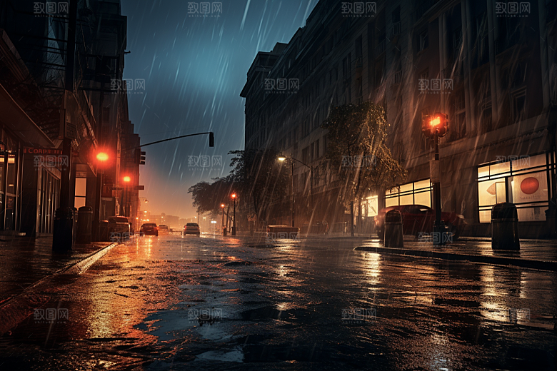 暴雨雨天户外摄影图
