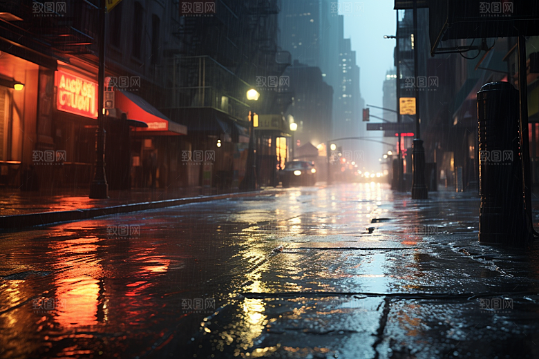 暴雨雨夜大雨摄影图