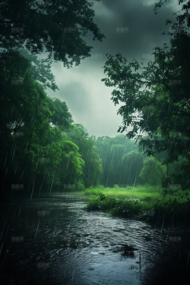 暴雨雨天户外摄影图
