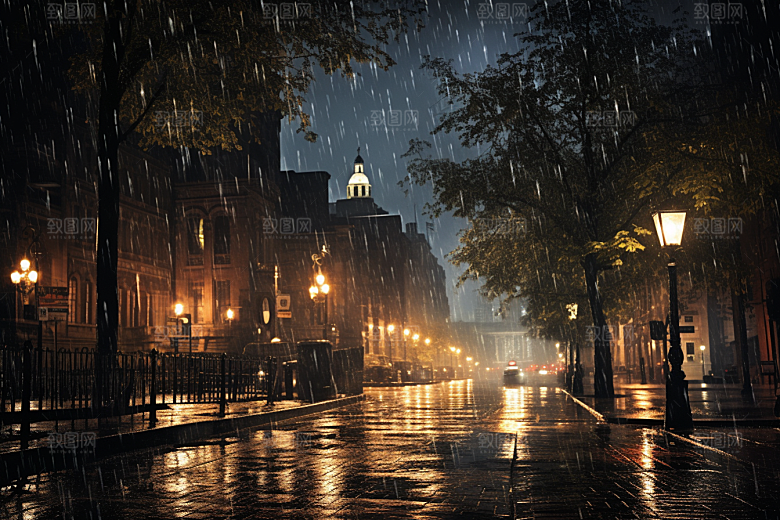 暴雨雨夜自然摄影图