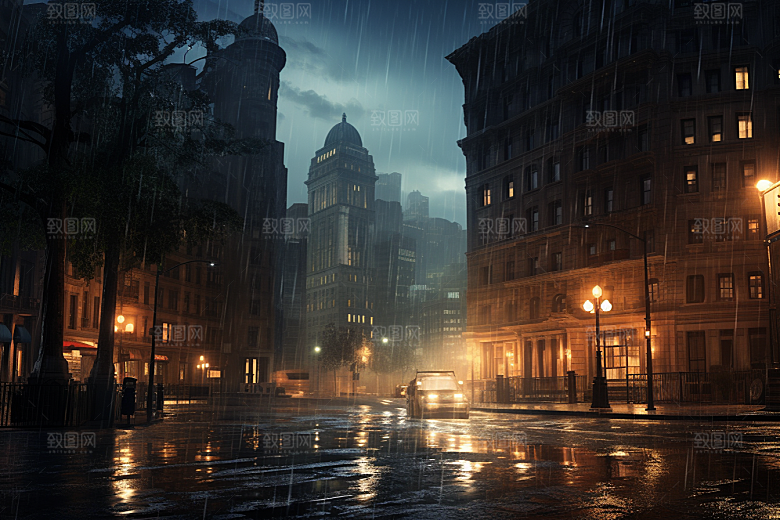 暴雨安静大雨摄影图