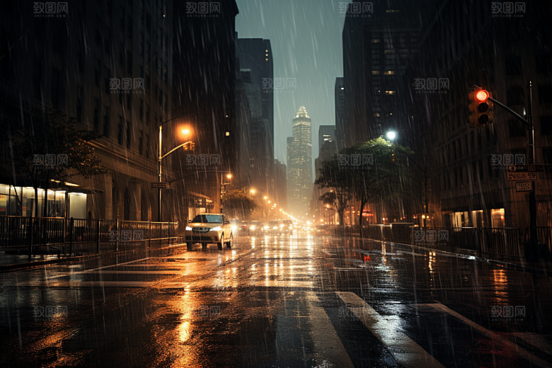暴雨安静雨夜摄影图