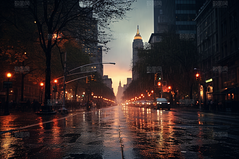 暴雨雨夜下雨摄影图