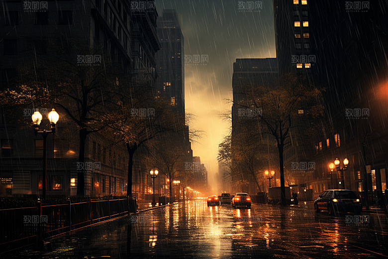 暴雨雨夜大雨摄影图