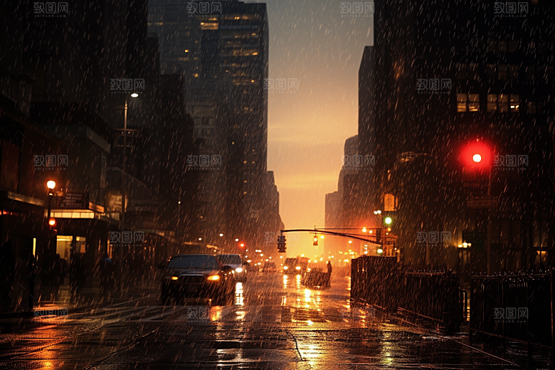 暴雨高清雨夜摄影图