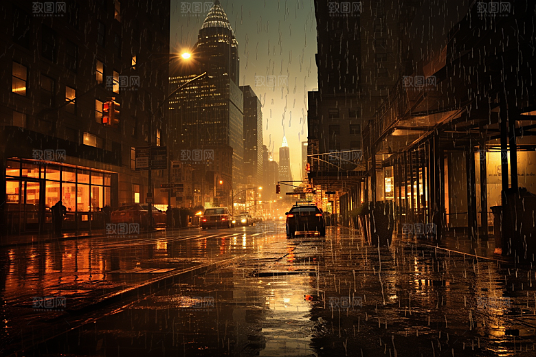 暴雨大雨户外摄影图