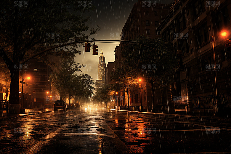 暴雨户外雨夜摄影图
