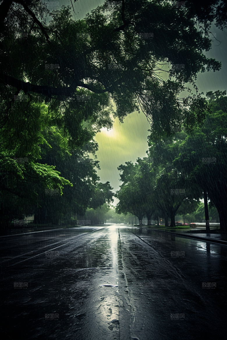 暴雨户外雨天摄影图
