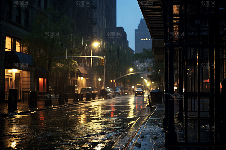 暴雨雨夜雨天摄影图