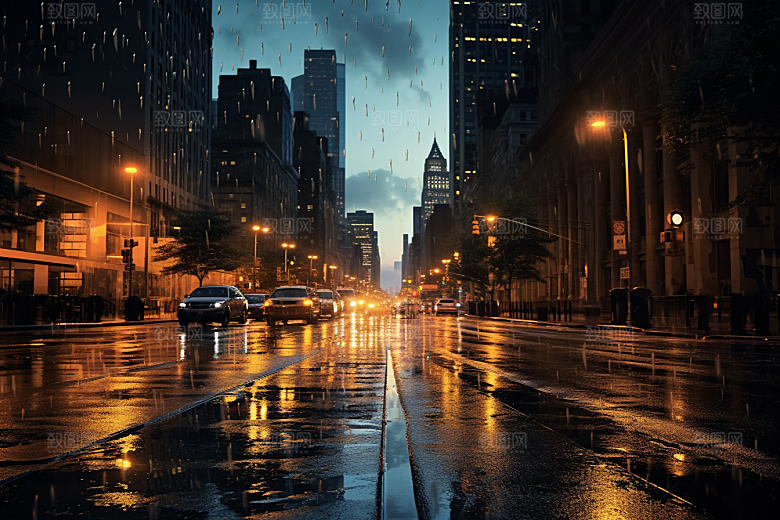 暴雨雨天户外摄影图