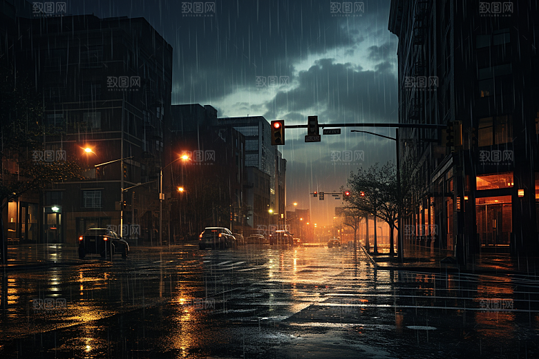 暴雨自然下雨摄影图