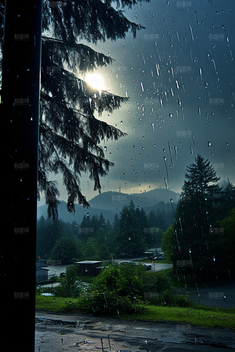 暴雨室外大雨摄影图