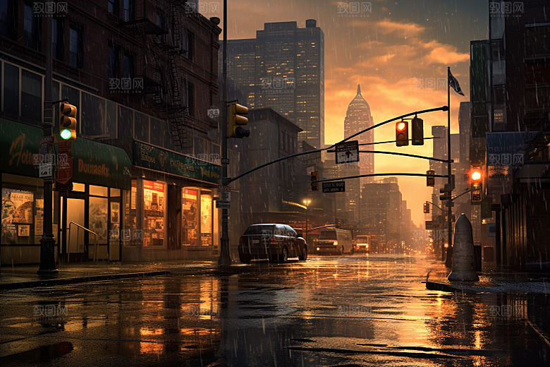 暴雨高清雨夜摄影图