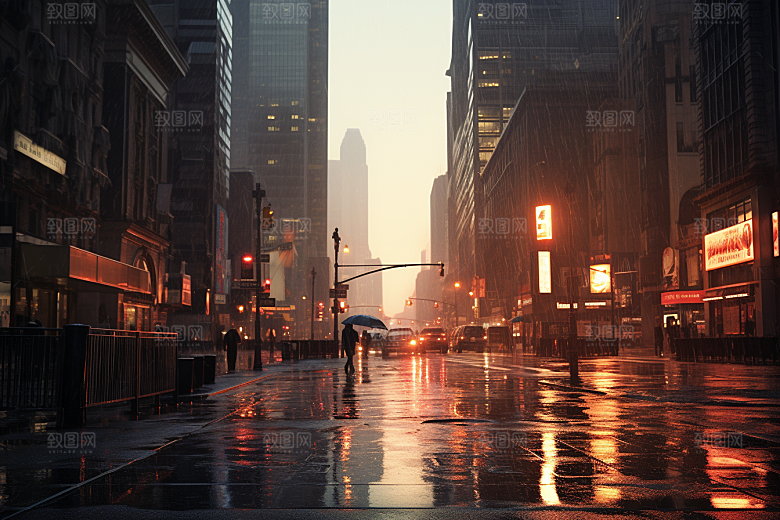 暴雨下雨室外摄影图