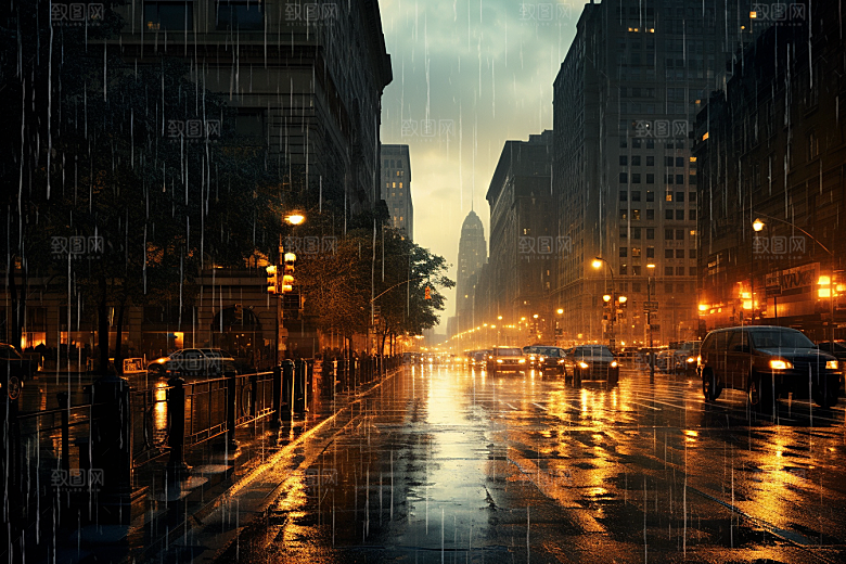 暴雨下雨自然摄影图