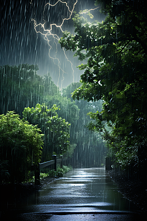 暴雨安静大雨摄影图