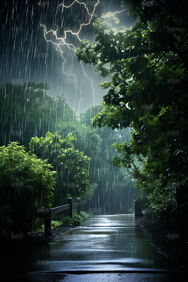 暴雨安静大雨摄影图