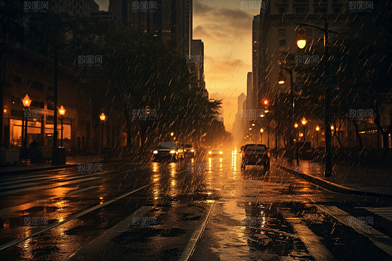 暴雨室外环境摄影图
