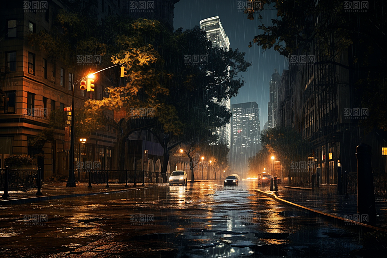 暴雨高清雨夜摄影图