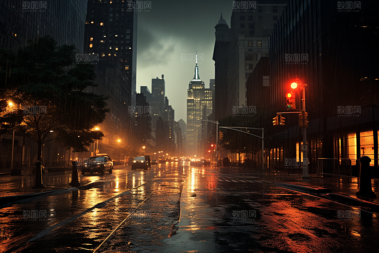 暴雨雨夜环境摄影图