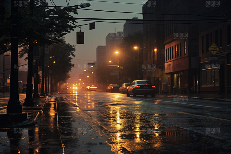暴雨室外雨夜摄影图