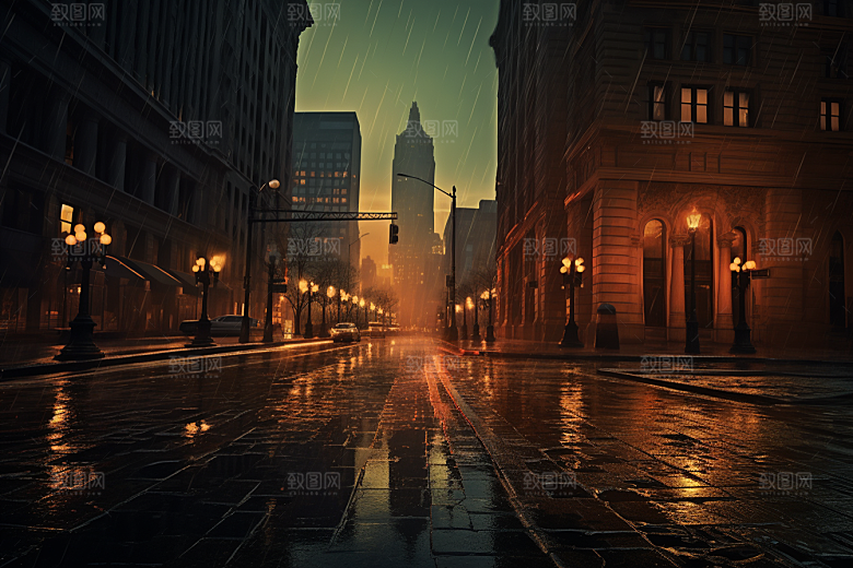 暴雨环境下雨摄影图