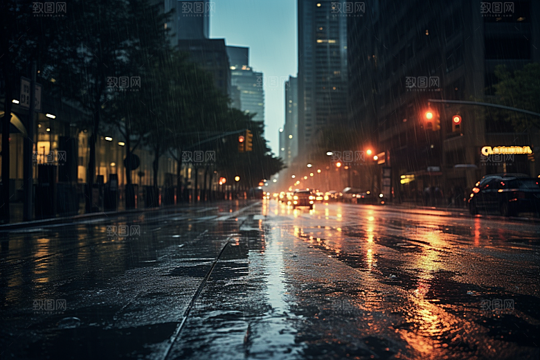暴雨雨夜下雨摄影图