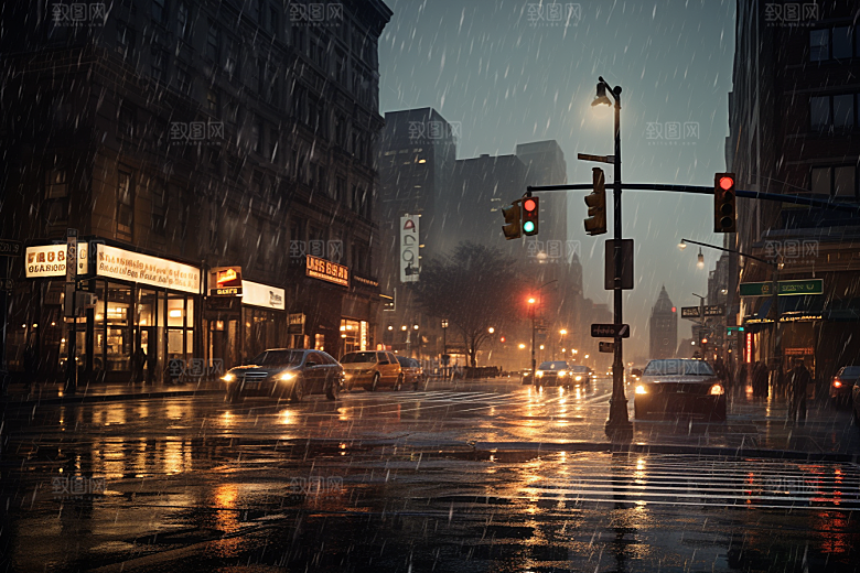 暴雨高清雨夜摄影图