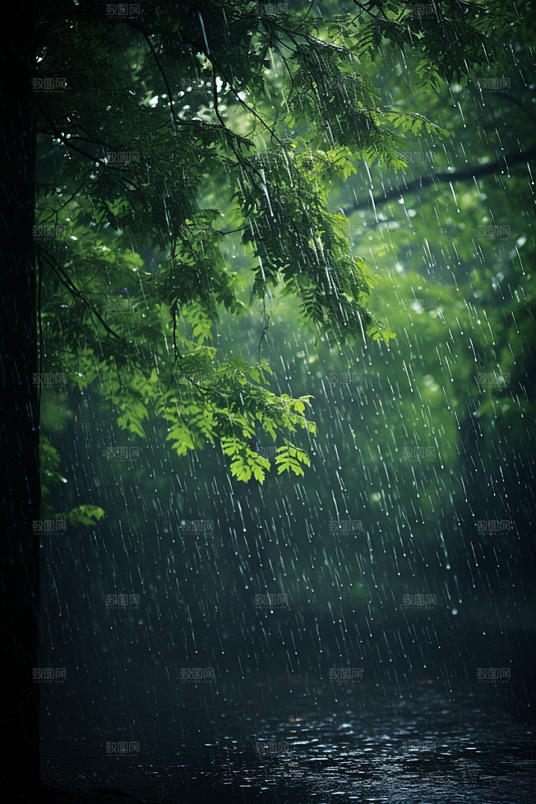 暴雨雨天户外摄影图