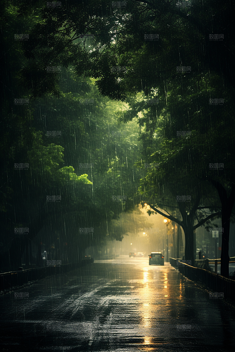 暴雨下雨自然摄影图