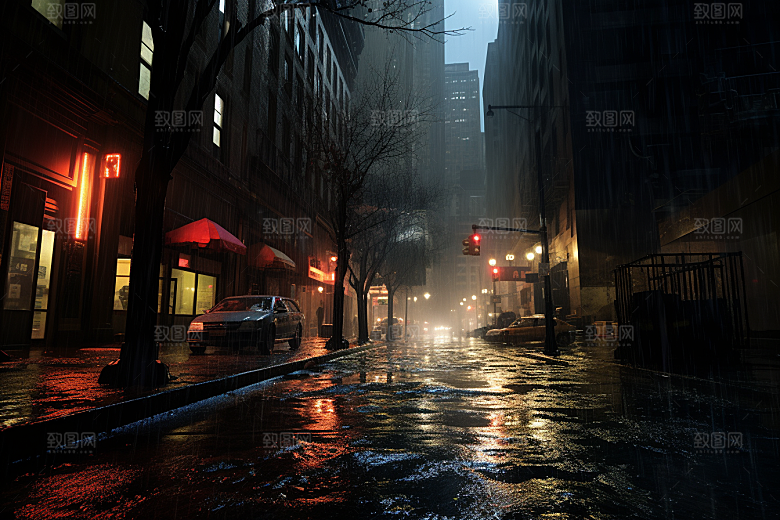 暴雨安静下雨摄影图