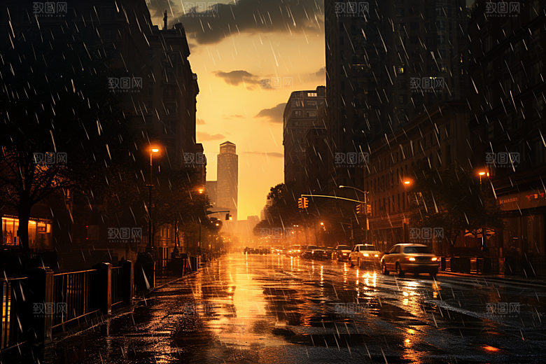 暴雨大雨户外摄影图