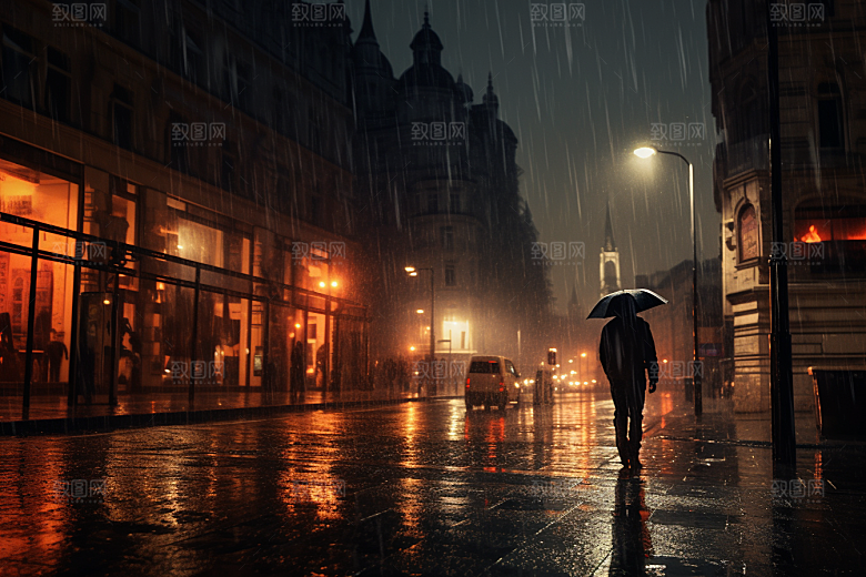 暴雨户外雨夜摄影图