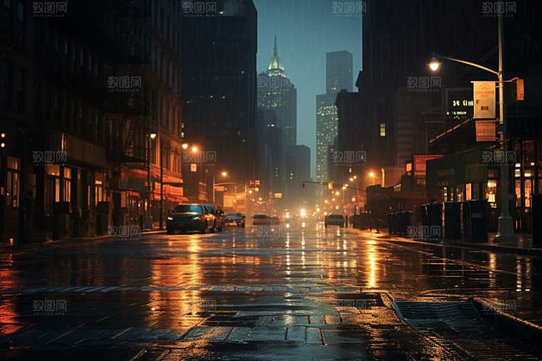 暴雨环境下雨摄影图