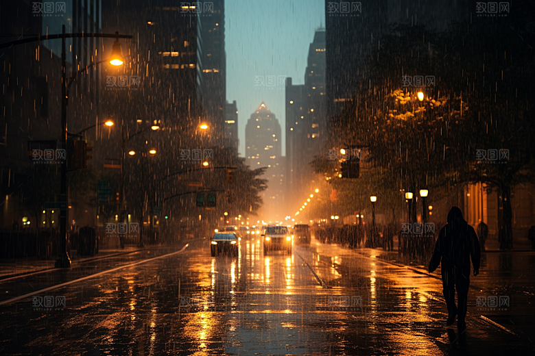 暴雨室外环境摄影图